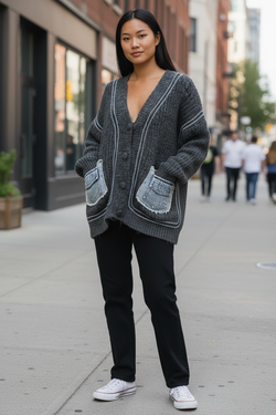 Jacket knitted with jean