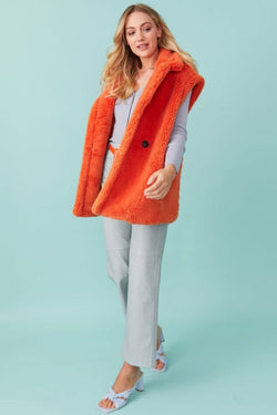 FAUX FUR GILET ORANGE